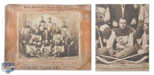 1912-13 Berlin Hockey Team Photo Including George Hainsworth