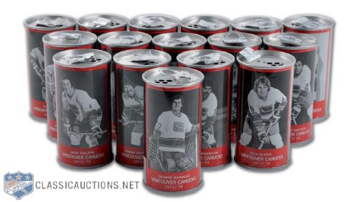1977-78 Vancouver Canucks Canada Dry Pop Can Collection of 16