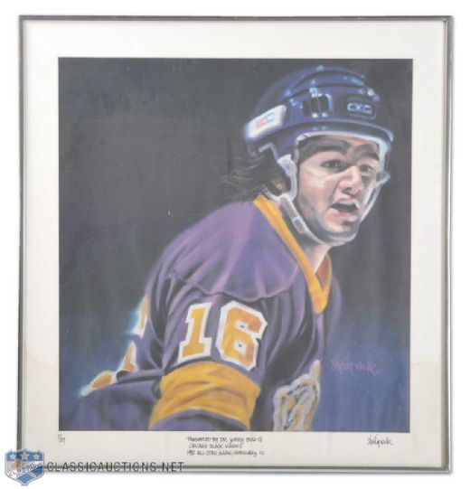 1981 Marcel Dionne Framed Lithograph by Sheila Wolk - Kings NHL All-Star Game Gift to Chicago Black Hawks! (26" x 25")