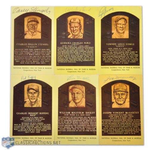 New York Yankees Autographed Hall of Fame Postcard Collection of 6