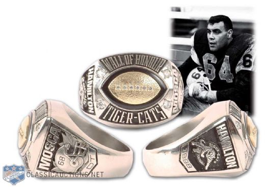 Angelo Moscas Hamilton Tiger-Cats "Wall of Honour" Tribute Ring