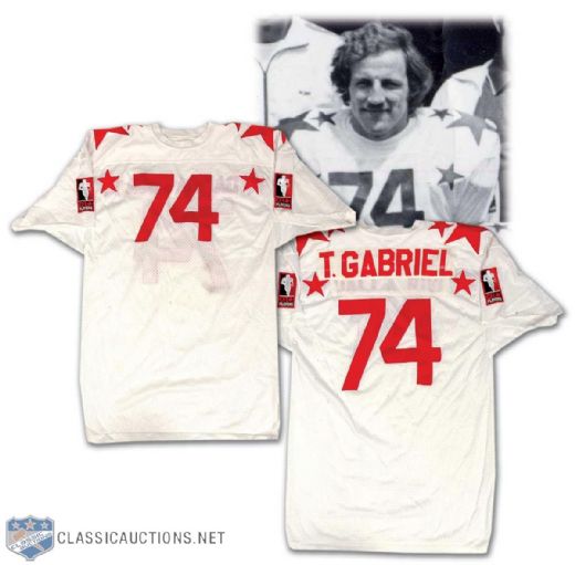 Tony Gabriels 1974 Game-Worn CFL All-Star Game Jersey Originally Issued to Peter Dalla Riva
