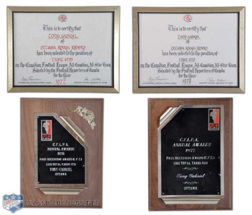 Tony Gabriel 1976 & 1977 CFL Awards Collection of 4