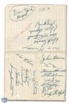 1953-54 New York Rangers Team-Signed Sheet, Including Rookie Johnny Bower