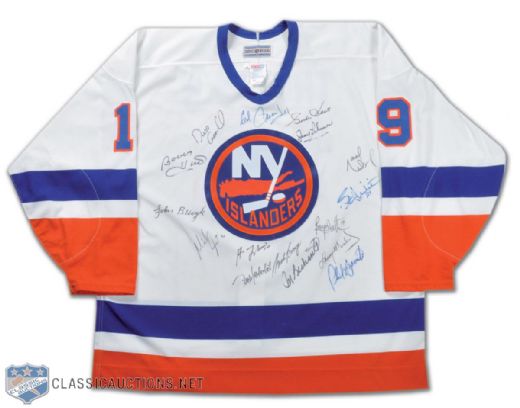 Bryan Trottiers "500-Goal Club" New York Islanders Jersey Autographed by 16 Including Richard, Howe & Hull