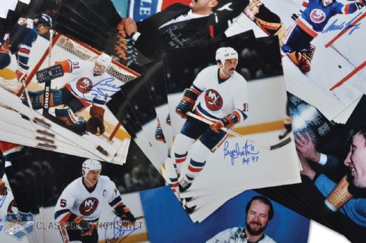 Bryan Trottier, Mike Bossy, Denis Potvin & Billy Smith New York Islanders HOFers Signed 8 x 10 Photo Collection of 40