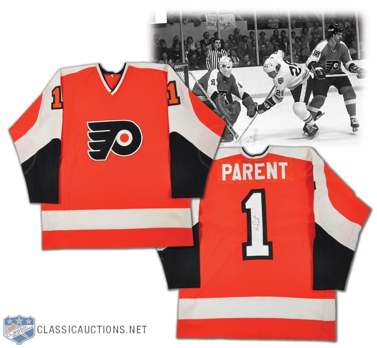 Bernie Parent's 1975-77 Philadelphia Flyers Signed Game-Worn