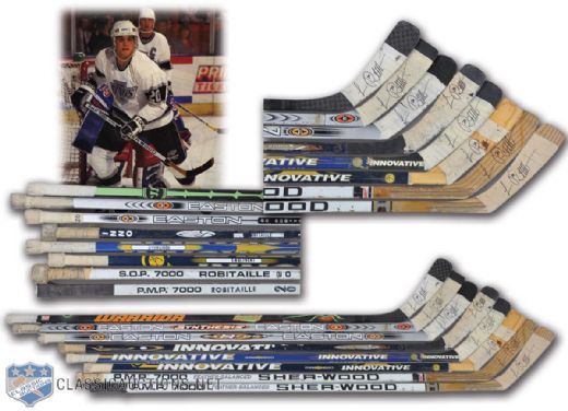 Luc Robitailles Signed Career Game-Used Stick Collection of 8
