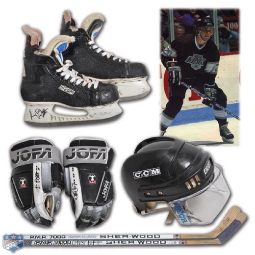 Luc Robitailles Early-1990s Los Angeles Kings Game-Used Equipment Collection of 5
