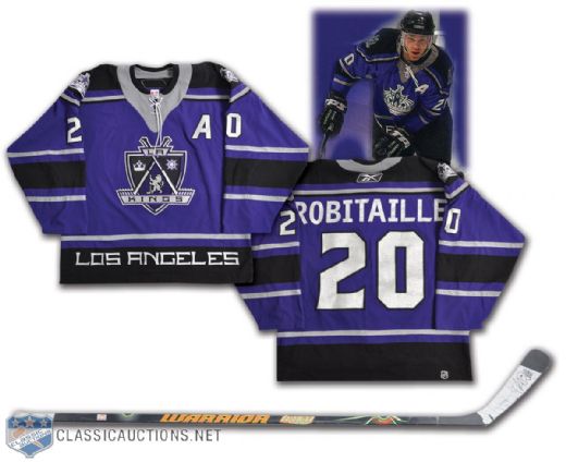 Luc Robitailles 2005-06 Los Angeles Kings Game-Worn Jersey from 668th and Last NHL Goal and<br> Game-Used Stick