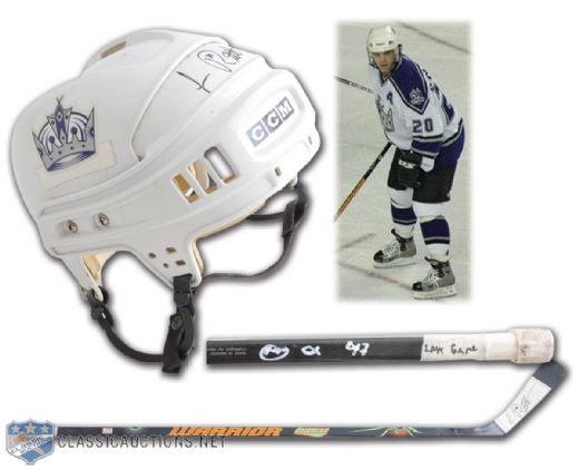 Luc Robitailles 2005-06 Los Angeles Kings Last Game-Worn Helmet and Game-Used Stick from Last Games
