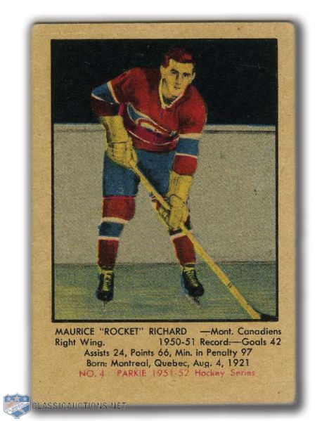 1951-52 Maurice "Rocket" Richard Parkhurst Rookie Card 