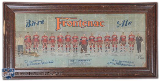 1930-31 Montreal Canadiens Framed Team Photo Advertising Frontenac Beer (17” x 34”)