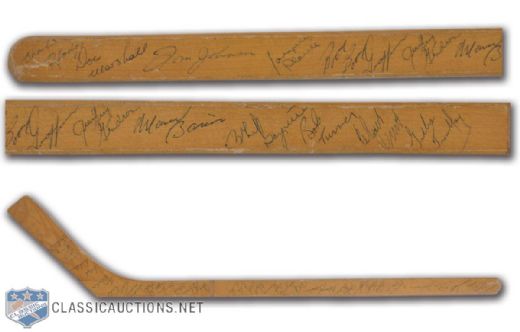 1960-61 Montreal Canadiens Team-Signed Mini Stick, Including Plante, Harvey & Blake