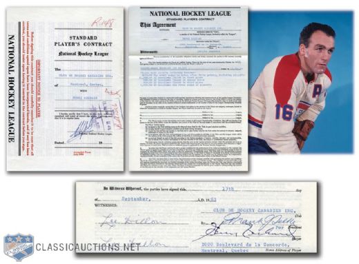 Henri Richard’s 1963-64 Montreal Canadiens Contract, Signed by Richard, Selke & Campbell 
