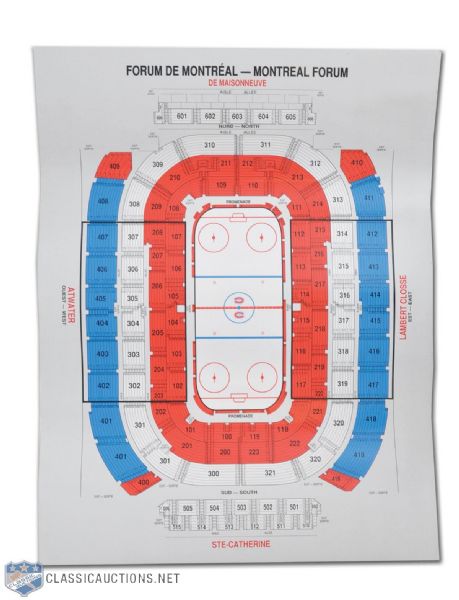 Seating Chart from the Montreal Forum