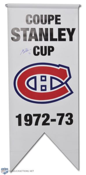 Guy Lafleur Signed 1972-73 Montreal Canadiens Stanley Cup Banner (49” x 20 1/2")