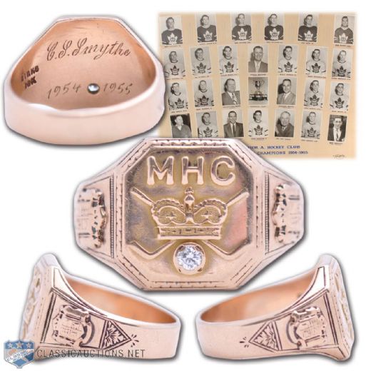 Stafford Smythes 1954-55 Toronto Marlboros Gold and Diamond Ring