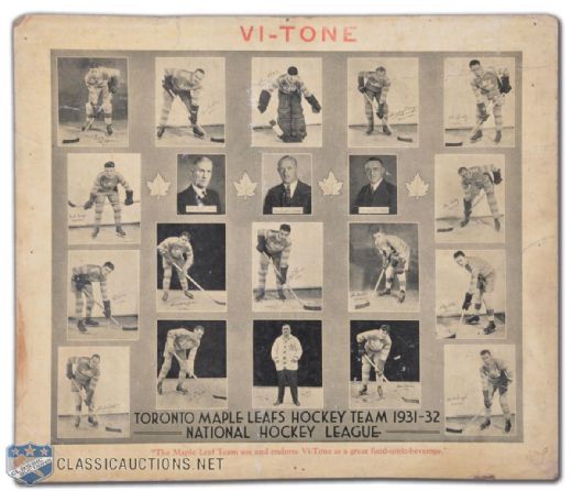 1931-32 Toronto Maple Leafs Advertising Team Picture Stand-Up Display 