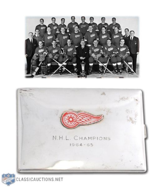 Detroit Red Wings 1964-65 NHL Champions Tiffany & Co Sterling Cigarette Case