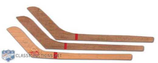 Chuck Rayners 1966-67 Detroit Red Wings Team-Signed Mini Stick Collection of 2