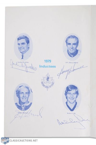 1979 HHOF Induction Dinner Program Signed by Inductees Orr, Richard, Howell and Juckes
