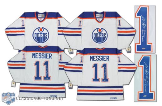 Mark Messiers Signed Edmonton Oilers Jersey Collection of 2, Each with Special Inscriptions from Steiner Sports 