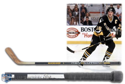 Mario Lemieux Mid-1990s Pittsburgh Penguins Signed Game-Used Stick 
