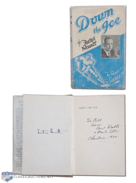 "Down the Ice" 1934 Book Signed by Foster Hewitt