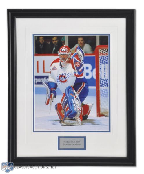 Patrick Roy Montreal Canadiens 1993 Autographed Framed Display (22" x 18")