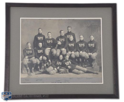 1909 St. Paul School Football Team Framed Photo with Hobey Baker (15 1/2” X 18”)