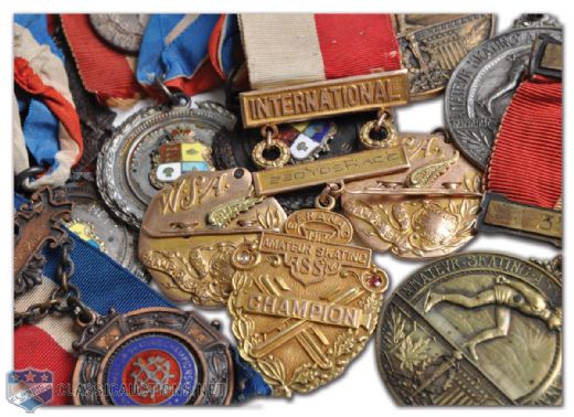 World-Class Speed Skater Lot Roes 1900s Medal Collection of 53