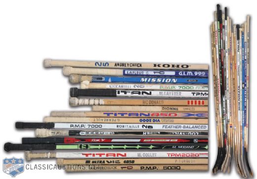 NHL 500-Goal Scorers Game-Used Stick Collection of 16