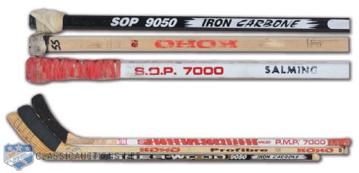 Chris Chelios, Borje Salming and Larry Murphy Great Defensemen Game-Used Stick Collection of 3