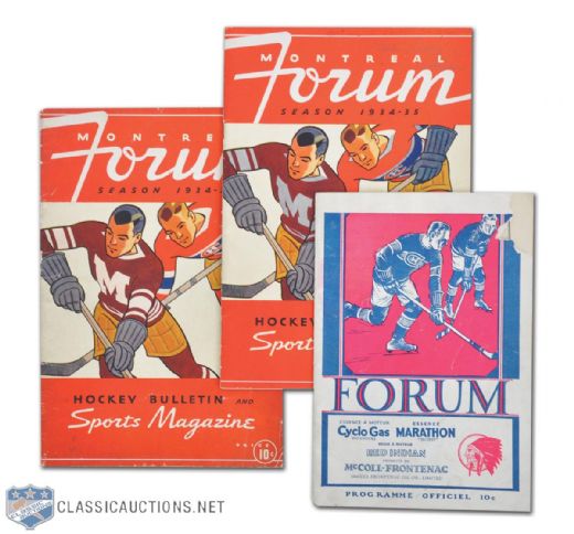 1930s Montreal Maroons Forum Program Collection of 3