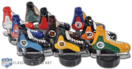 1970s NHL Hockey Skate Paperweight and Bottle Opener Collection of 10