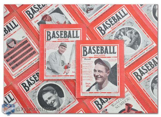 Collection of 72 Baseball Magazines from 1927 to 1935 Featuring Cobb, Ruth, Gehrig, Hornsby, Ott, Greenberg, Cochrane, Grimes and Others 