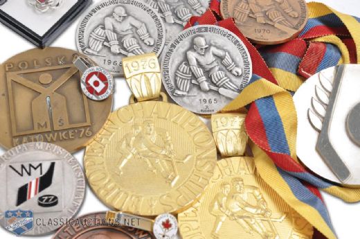 Vladimir Dzurillas European Ice Hockey Championship Medals & Pins, Collection of 15