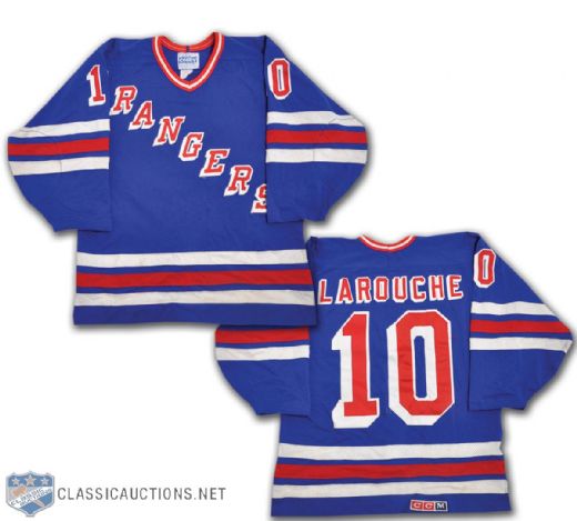 Pierre Larouches 1987-88 New York Rangers Game-Worn Jersey - His Last Rangers Jersey!