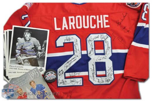 Pierre Larouches 1993 NHL All-Star Game Montreal Canadiens Heroes of Hockey Game-Worn <br>Team-Signed Jersey by 50+
