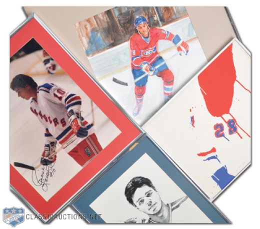 Pierre Larouche Hockey Painting and Frame Collection of 5