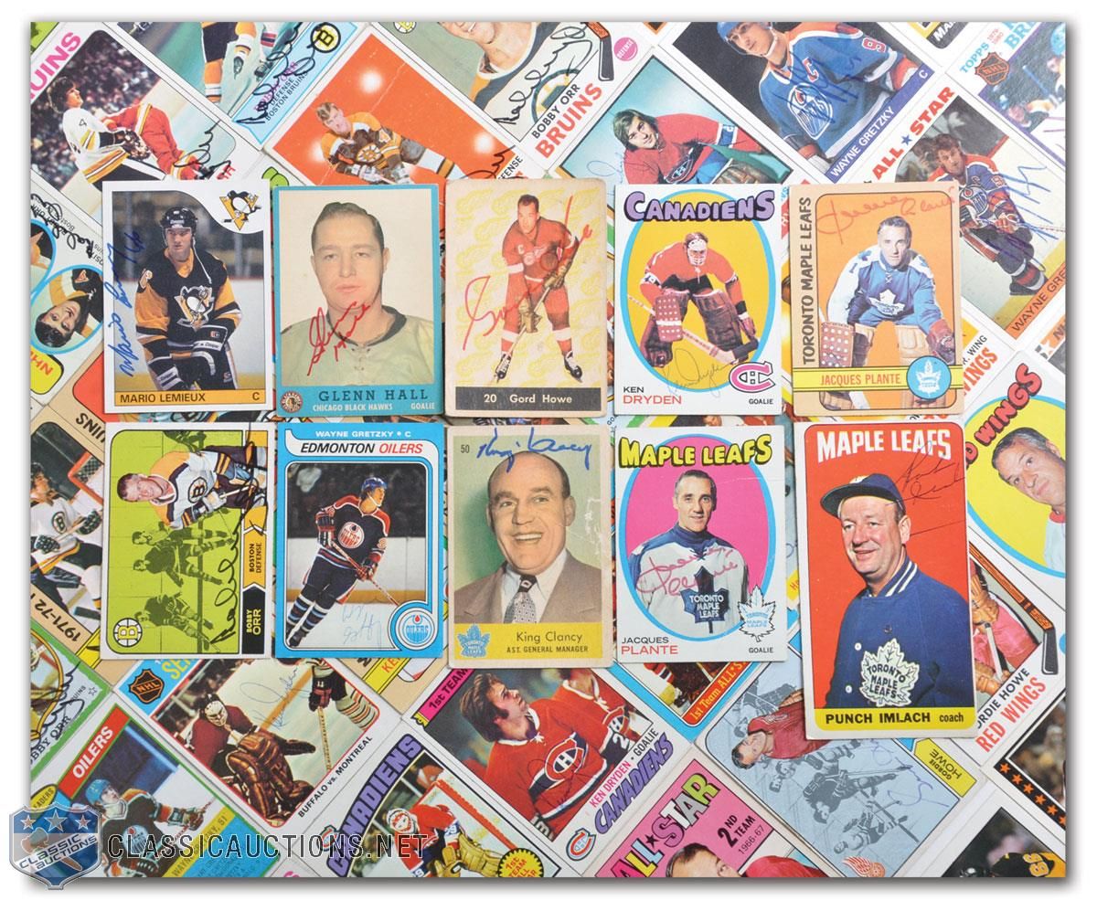 60 Different Autographed 1973-74 Topps Hockey Cards Hall of Famers