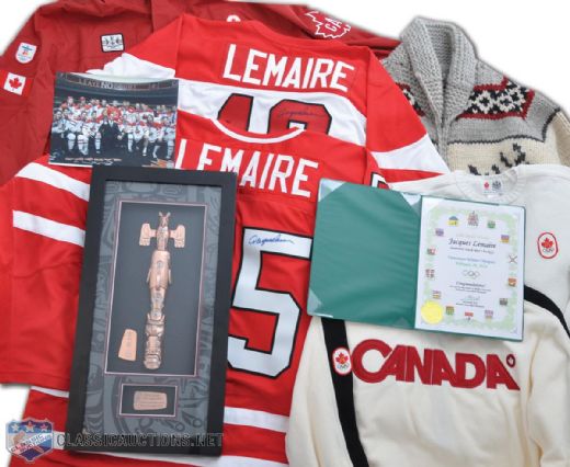 Jacques Lemaires Official 2010 Olympics / Team Canada Clothing & Awards Collection of 8