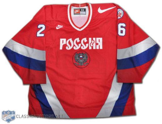 Dimitri Yushkevich Team Russia 1996 World Cup of Hockey Game-Issued Jersey