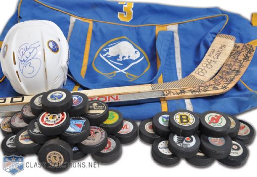 Garry Galleys Game-Used Equipment Collection, Including Sabres Helmet and Equipment Bag