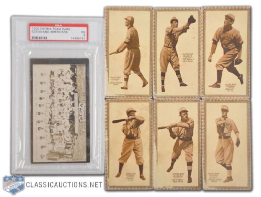 1913 T200 Fatima Cleveland Americans with Joe Jackson & 1912 Home Run Kisses Collection of 6