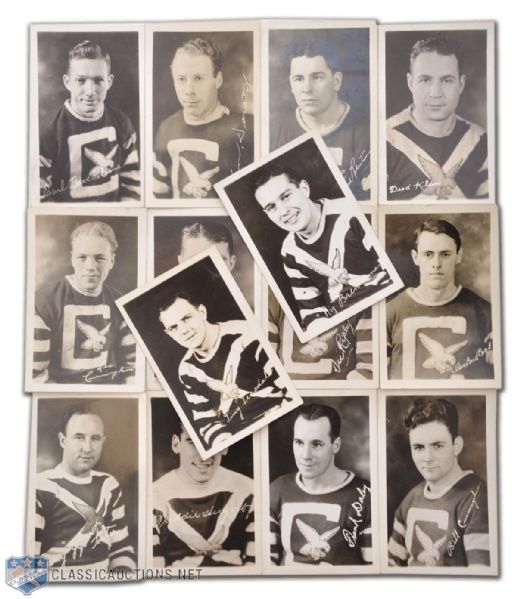 1936-37 IAHL Cleveland Falcons Real Photo Postcard Collection of 14