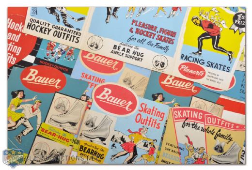 Vintage 1960s Bauer Hockey and Skating Adverting Signs / Store Displays Collection