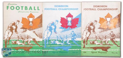 1950, 1951 & 1952 CFL Grey Cup Programs