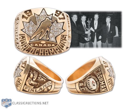 Wayne Cashmans 1997 World Champions Team Canada 10K Gold and Diamond Ring